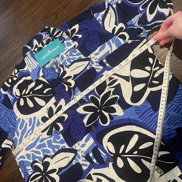 NWT Cora Spearman Hawaiian Shirt Men's Sz M Blue Floral Stitch Fix Coradorables - Picture 5 of 6